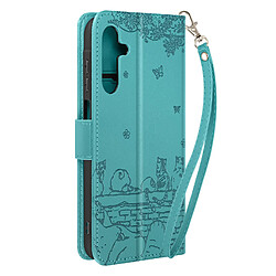 Avizar Etui Chat pour Samsung Galaxy A15 5G série Kawaii Cat Cover Bleu Clair