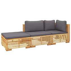 Avis Maison Chic Salon de jardin 3 pcs + coussins - Mobilier/Meubles de jardin - Table et chaises d'extérieur Bois de teck solide -MN18506