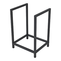 Helloshop26 Range-bûches pour usage intérieur extérieur porte-bûches design support rangement bois de chauffage en acier 40 x 30 x 50 cm noir 03_0006295