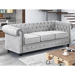 Vente-Unique Canapé 3 places et 2 fauteuils CHESTERFIELD - Velours gris clair