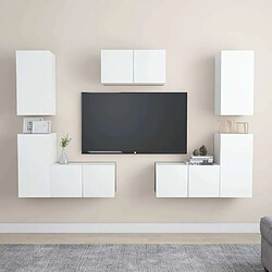 Maison Chic Ensemble de meubles TV 7 pcs | Banc TV Moderne pour salon | Meuble de Rangement - Blanc Aggloméré -MN45076