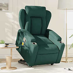 vidaXL Fauteuil inclinable de massage Vert foncé Tissu