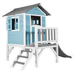 AXI Maison Enfant Beach Lodge XL en Bleu avec Toboggan en Gris | Maison de Jeux en Bois FFC pour Les Enfants | Maisonnette / Cabane de Jeu pour Le Jardin