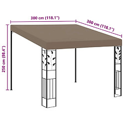 vidaXL Belvédère mural 3x3x2,5 m Taupe pas cher