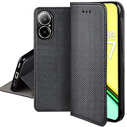 Htdmobiles Housse etui portefeuille avec coque interieure en silicone pour Realme C67 4G + film ecran - NOIR MAGNET