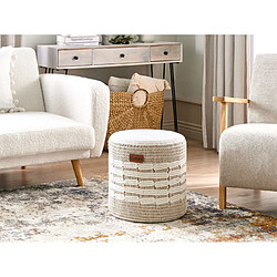 Beliani Pouf ABTIN Blanc Jute 40 cm 40 cm