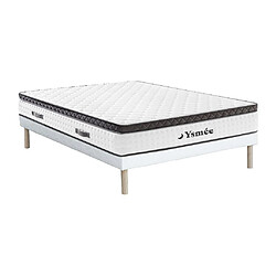 Vente-Unique Ensemble 140 x 190 cm sommier tapissier + matelas ressorts ensachés et surmatelas intégré ép.34cm - COSMOPOLITAIN II de YSMÉE