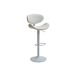 Avis Vente-Unique Tabouret de bar en simili, placage chêne et métal - Hauteur réglable - Naturel clair et Blanc - MONTENEGRO