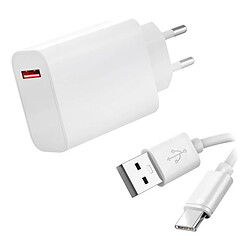 Chargeur Secteur Rapide USB2 33W + Cable type C pour Xiaomi Redmi Note 11 4G 6.43"/Xiaomi Redmi Note 11S 5G 6.6"-Blanc-Visiodirect