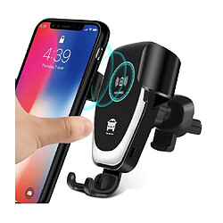 Chrono Support de chargeur de voiture sans fil, support de téléphone de voiture avec capteur de gravité à serrage automatique, support de téléphone à évent à charge rapide Qi 10W 7.5W compatible avec S10 Plus S10E S9 Note 9, téléphone XS Max XR X 8 (noir)