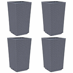 vidaXL Jardinières 4 pcs bleu gris 32,5x32,5x57 cm PP