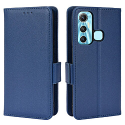 Etui en PU texture litchi, anti-rayures, anti-chocs avec support, bleu foncé pour votre Infinix Hot 11/X662