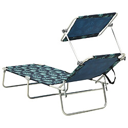 Avis vidaXL Chaise longue pliable avec auvent acier motif de feuilles