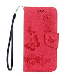 Wewoo Housse Étui rouge pour Samsung Galaxy S8 Papillons Gaufrage en cuir flip horizontale avec support & Slots de cartes Portefeuille & Longe