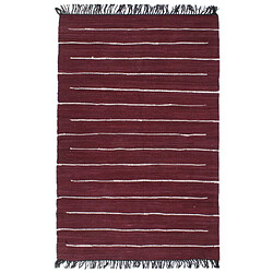 vidaXL Tapis Chindi Coton tissé à la main 120 x 170 cm Bordeaux