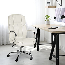 Avis Decoshop26 Fauteuil de bureau sur roulettes largeur d'assise XXL en PVC blanc et métal chromé 10_0002416