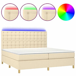 Maison Chic Lit adulte- Lit + matelas,Sommier à lattes de lit et matelas et LED Crème 200x200cm Tissu -GKD13964