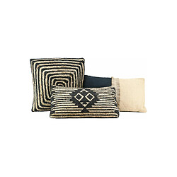 Aubry Gaspard Coussins à motif en jute et coton (Lot de 3) naturel et noir.