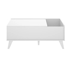 Pegane Table basse, table de salon relevable en bois mélaminé coloris blanc - Longueur 99 x Profondeur 60 x Hauteur 41cm