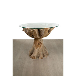 Table d'appoint Romimex Naturel verre bois de teck 80 x 75 x 80 cm