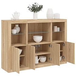 Maison Chic Lot de 3 Commode Buffet - Meuble de rangements avec lumières LED chêne sonoma bois d'ingénierie -GKD38558