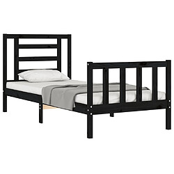 Acheter Maison Chic Lit adulte - Cadre de lit et tête de lit,Structure du lit Contemporain pour chambre noir 100x200 cm bois massif -MN30215