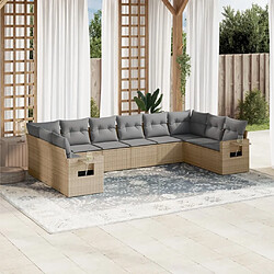 Maison Chic Salon de jardin avec coussins 10 pcs | Ensemble de Table et chaises | Mobilier d'Extérieur beige résine tressée -GKD66692