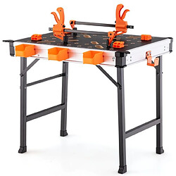 Helloshop26 Établi pliable avec 2 pinces et 4 serrages table de travail portable avec 3 boîtes à outils banc de menuiserie charge 454 kg pour garage orange 20_0009707