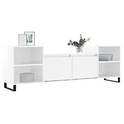 Avis Maison Chic Meuble TV scandinave - Banc TV pour salon Blanc brillant 160x35x55 cm Bois d'ingénierie -MN44570