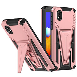 Coque en TPU anti-rayures, en forme de V, antichoc avec béquille or rose pour votre Samsung Galaxy A01 Core