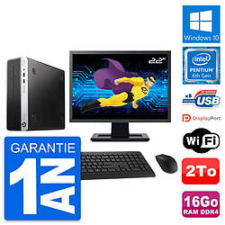 PC HP 400 G4 SFF Ecran 22" Intel G4400 RAM 16Go Disque Dur 2To Windows 10 Wifi - Occasion