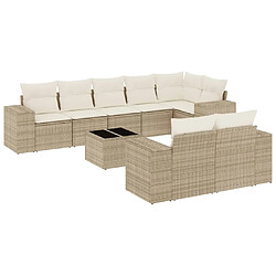 Maison Chic Salon de jardin avec coussins 9 pcs, Ensemble Tables et chaises de jardin, beige résine tressée -GKD304666