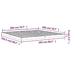 vidaXL Cadre de lit sans matelas blanc 200x200 cm bois massif de pin pas cher