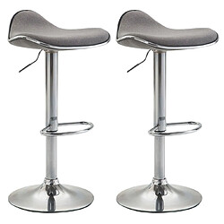 Decoshop26 Lot de 2 tabourets de bar assise ergonomique en tissu gris clair pied en trompette en métal 10_0004411