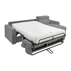 Vente-Unique Canapé d'angle réversible convertible express en tissu gris - Couchage à lattes larges 140 cm - Matelas 18 cm - VIZIR pas cher