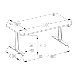 Decoshop26 Bureau table d'ordinateur réglable en hauteur électriquement 160x80cm 53kg MDF chêne, gris 04_0001439