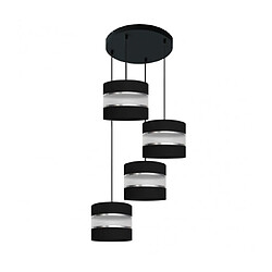 Helam Suspension Helen Tissu,Fer Argent,noir 4 ampoules 115cm