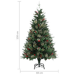 vidaXL Sapin de Noël avec pommes de pin Vert 150 cm PVC et PE pas cher