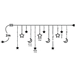 Acheter Guirlande lumineuse LED avec lune-étoile-rideau Maclean MCE418 Rideau lumineux lumières de Noël 120 LED 3000K blanc chaud 3W