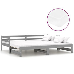 Maison Chic Lit d'appoint 2x(90x200)cm,Lit coulissant Lit de repos Gris Bois de pin massif -GKD40763