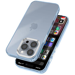 Avizar Coque pour iPhone 16 Pro Souple Design Fumé Contour Caméra Métallisé Bleu Pâle