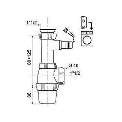 WIRQUIN Siphon d'évier - Réglable en hauteur - Avec prise machine a laver