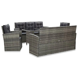 Maison Chic Mobilier à dîner 5 pcs de jardin avec coussins - Ensemble table et chaises d'extérieur - Salon/Mobilier de jardin classique Résine tressée Gris -MN60511