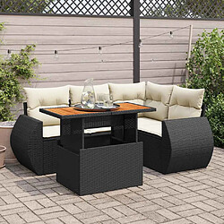 vidaXL Salon de jardin 5 pcs avec coussins noir résine tressée