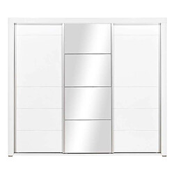 Dansmamaison Armoire 3 portes coulissantes Blanc Brillant à LED - KIELE