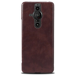 Coque en TPU + PU texture litchi, anti-rayures marron pour votre Sony Xperia Pro-I