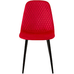 Decoshop26 Lot de 4 chaises de salle à manger coutures décoratives losanges assise en velours rouge pieds métal noir mat 10_0001885