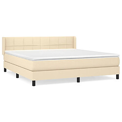 vidaXL Sommier à lattes de lit avec matelas Crème 160x200 cm Tissu