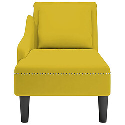 Avis vidaXL Fauteuil long avec coussin et accoudoir droit jaune velours