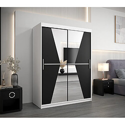 Abiks Meble Armoire Maroko à portes coulissantes 200/150/62 2 portes (blanc/noir)